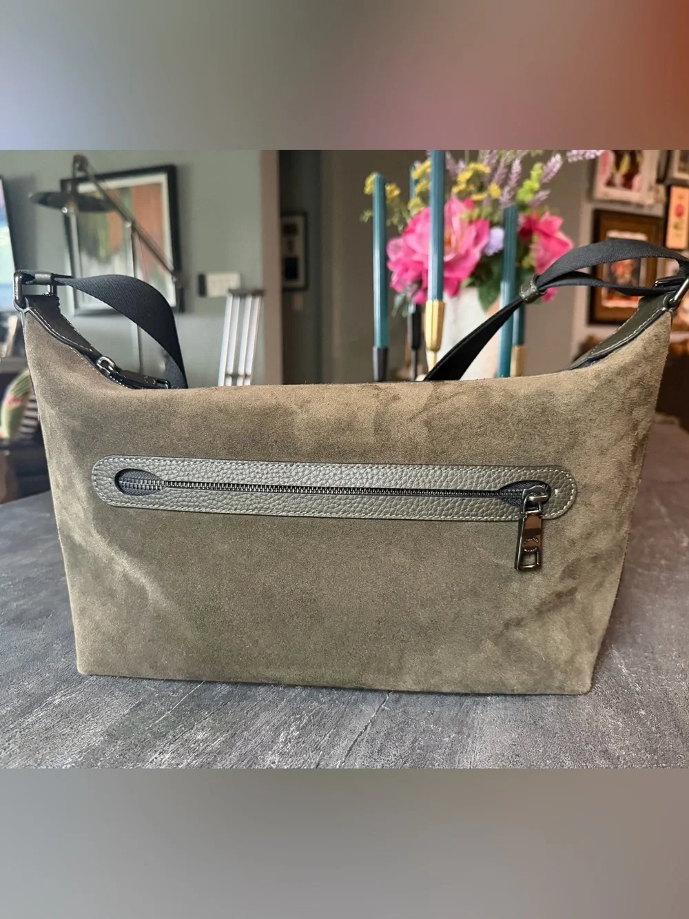 Coach Finn Olive Green Suede Messenger Crossbody